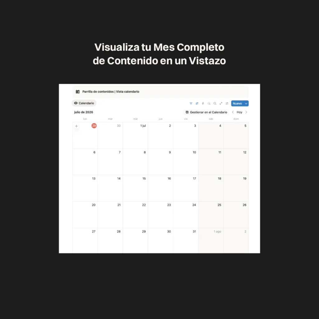 Vista de calendario mensual